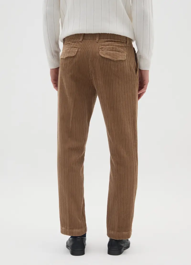 Pantaloni In Puro Cotone Marrone Regular Fit, Uomo, Marrone miniatura 3