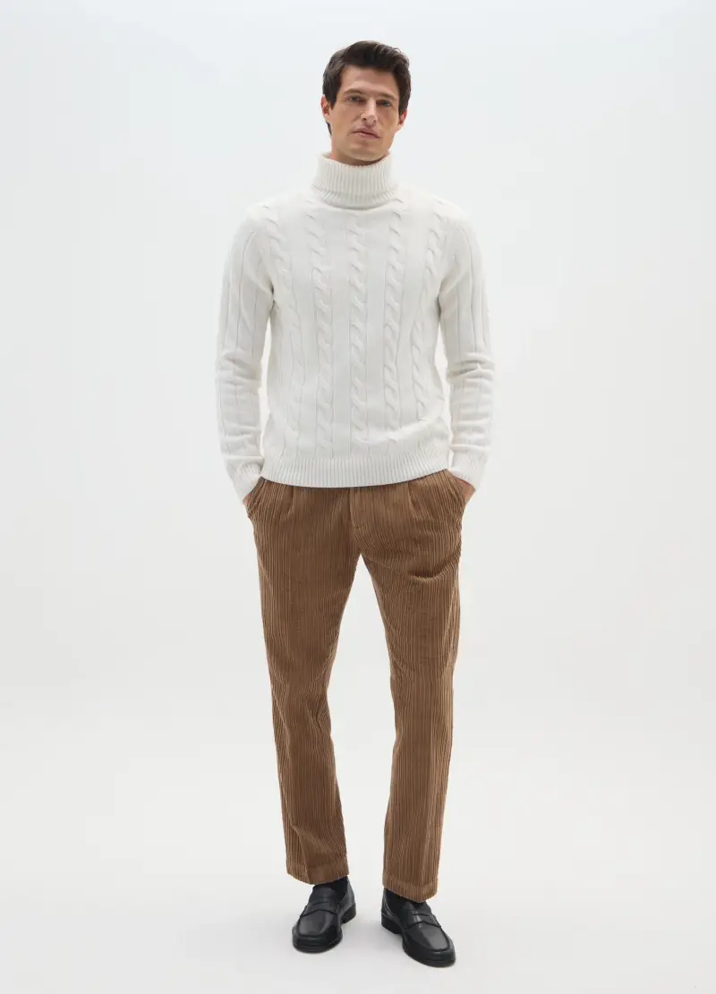 Pantaloni In Puro Cotone Marrone Regular Fit, Uomo, Marrone