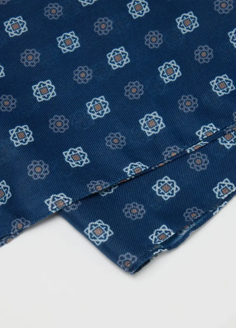 Sciarpa Blu Con Motivi Geometrici, Uomo, Blu miniatura 3