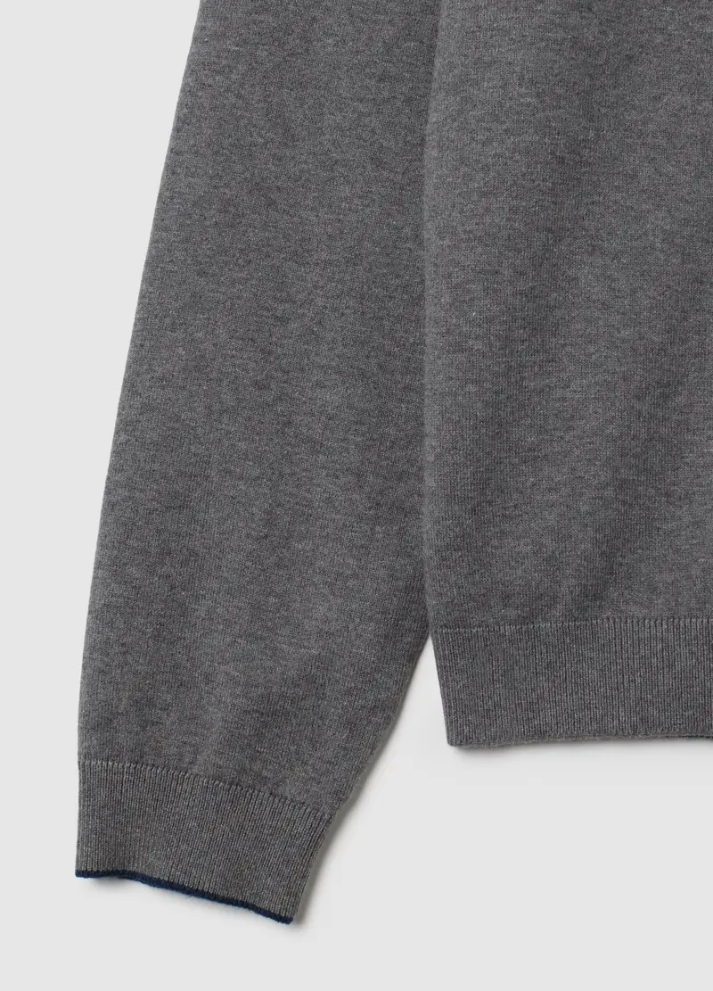 Maglione In Misto Cotone Grigio Regular Fit, Uomo, Grigio miniatura 2