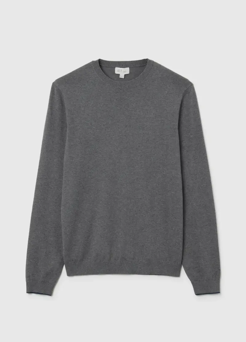 Maglione In Misto Cotone Grigio Regular Fit, Uomo, Grigio