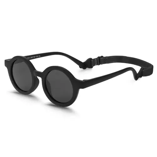 BTHRORO Occhiali da Sole Polarizzati per Bèbe, Silicone Rotondi Occhiali da Sole Con Regolabili Cinghia UV400 100%