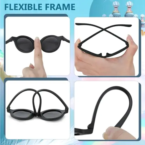 BTHRORO Occhiali da Sole Polarizzati per Bèbe, Silicone Rotondi Occhiali da Sole Con Regolabili Cinghia UV400 100% miniatura 3