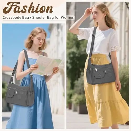 BTNEEU Borsa Tracolla Donna Nylon Borse Donna Tracolla Impermeabile Grande Borsa Multitasche Crossbody Bag Messaggero miniatura 2