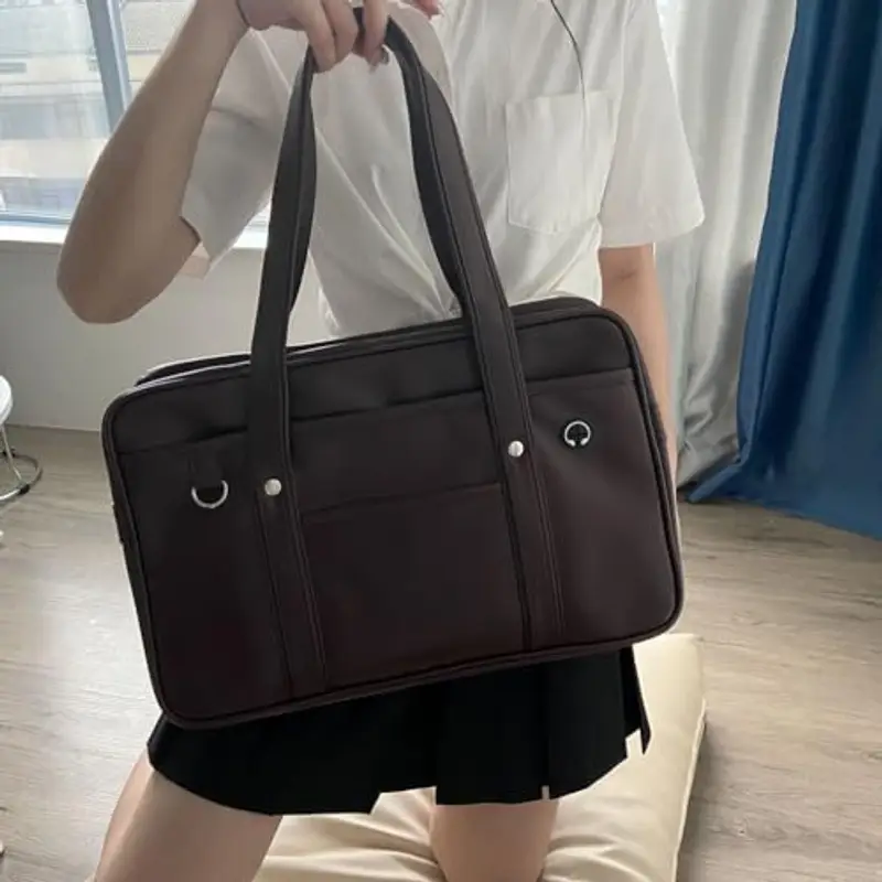 Budiniao Borsa da Scuola in Pelle Premium per Laptop - Borsa Giapponese Leggera con Grande Capacità miniatura 3