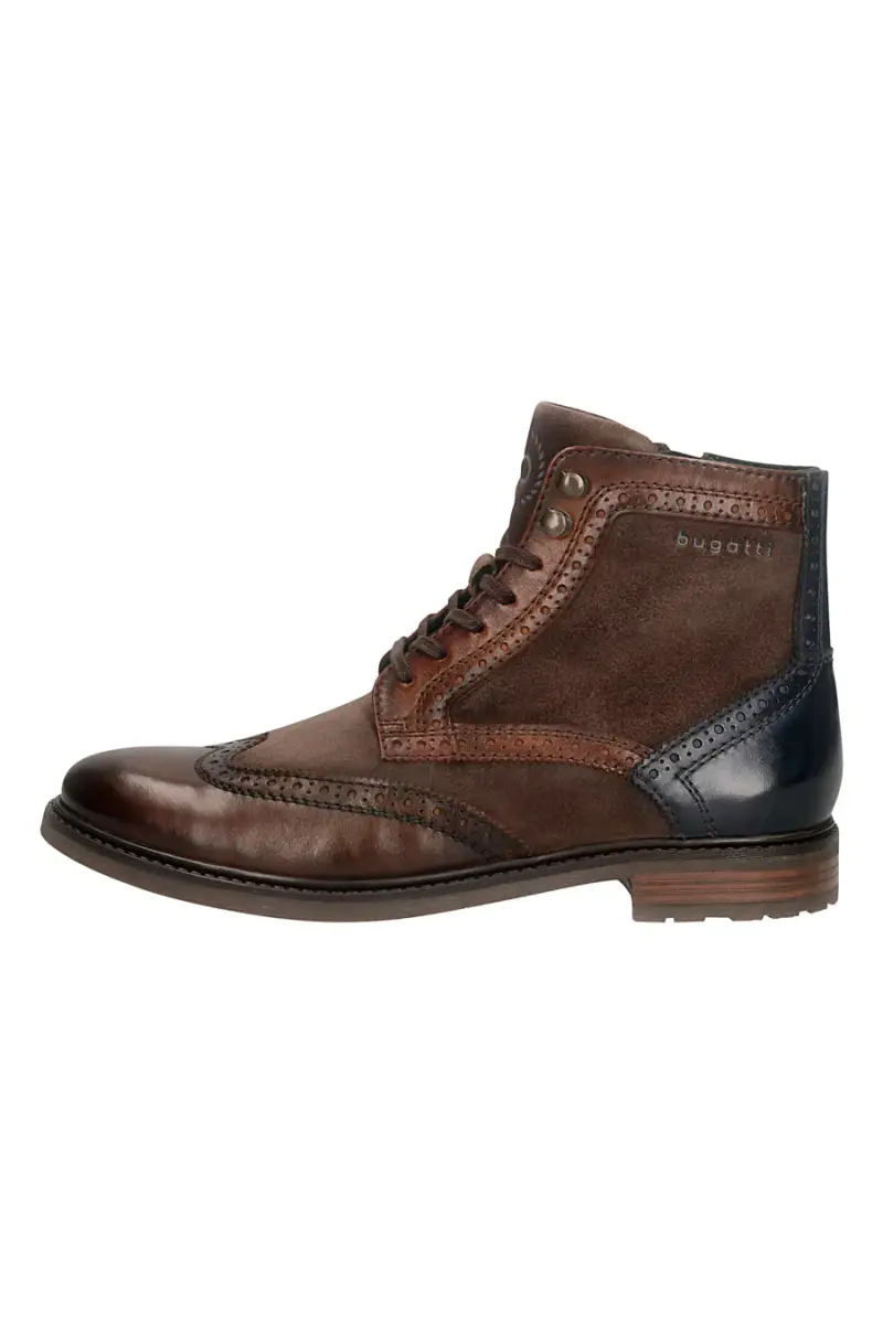 Anfibi marroni con dettagli brogue in vera pelle Bugatti 3159573G1014 [MARRONE]