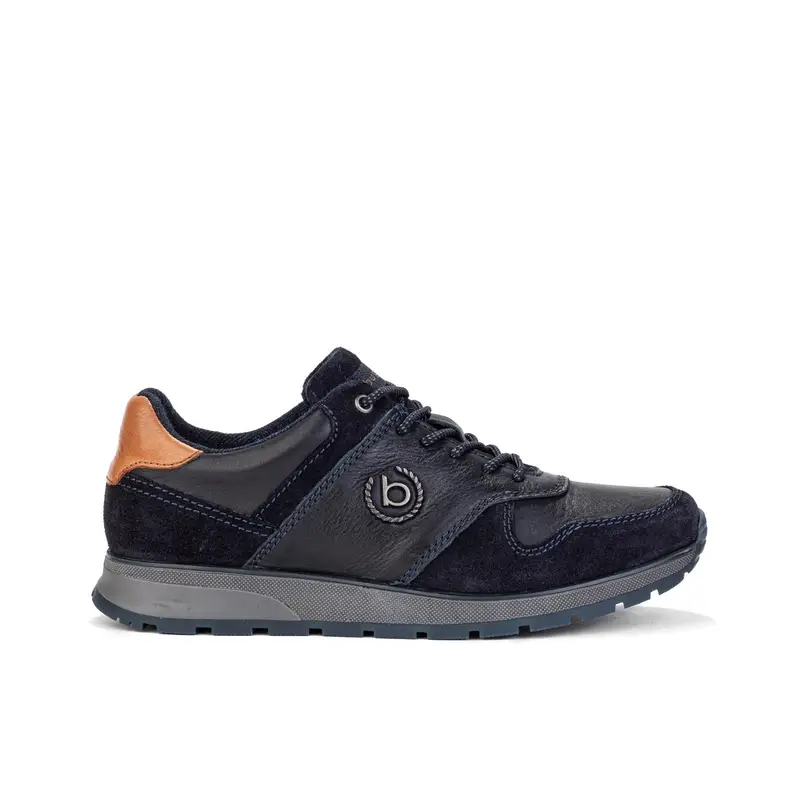 Sneakers blu in pelle con logo laterale