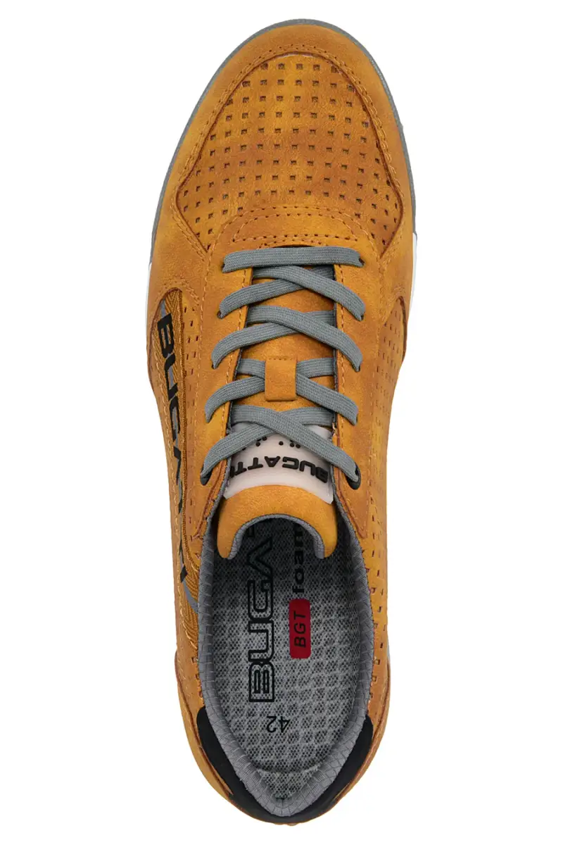 Sneakers da uomo ocra traforate con suoletta estraibile Bugatti 321A380150005000 [GIALLO] miniatura 5