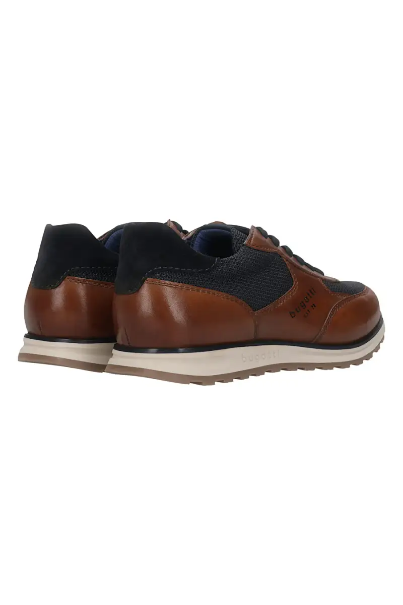 Sneakers marroni e blu in pelle con lacci Bugatti 335A021P41696341 [COGNAC] miniatura 3