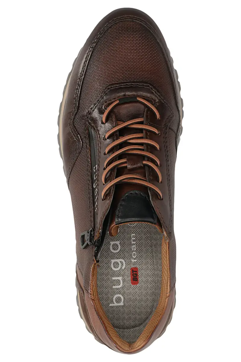 Sneakers marroni in vera pelle con zip laterale Bugatti 331AG8094100 [MARRONE] miniatura 2