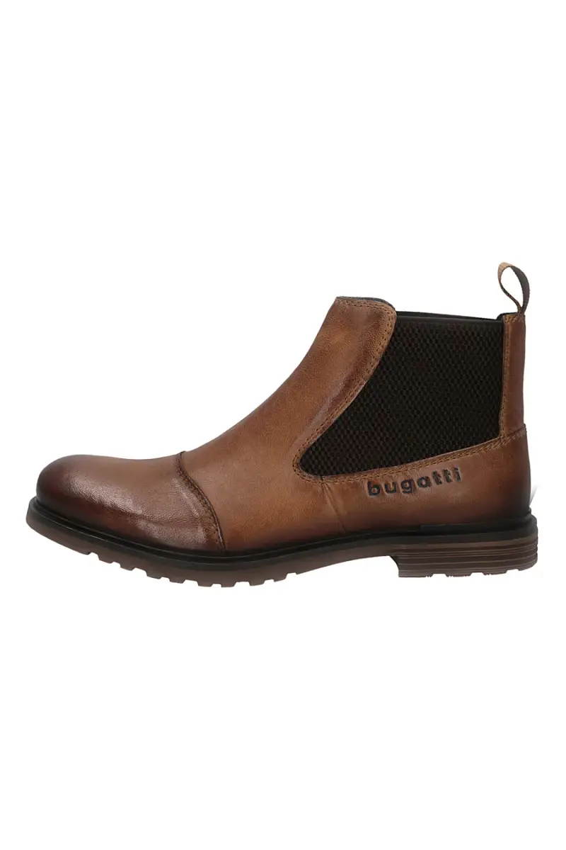 Stivaletti marroni in pelle con inserti elasticizzati Bugatti 325A0U3J3500 [COGNAC]