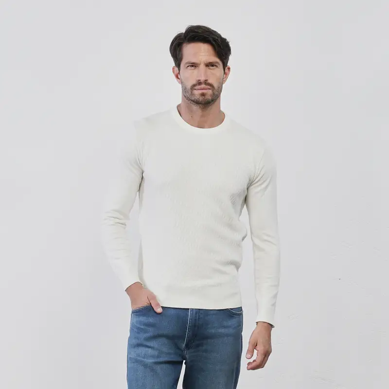 Maglioncino bianco da uomo girocollo