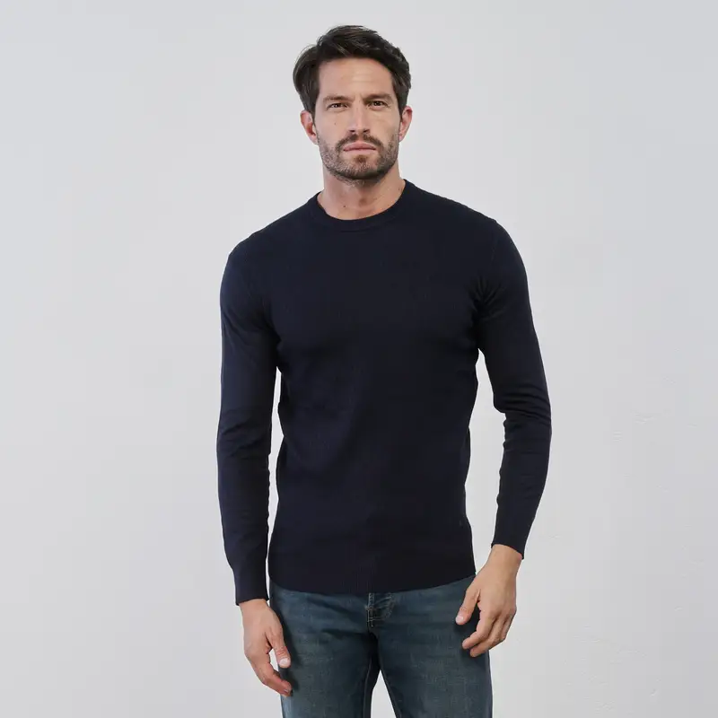 Maglioncino blu da uomo girocollo