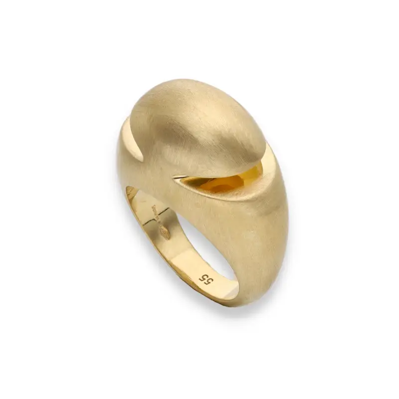 Anello BVLGARI cabochon in oro giallo satinato miniatura 3