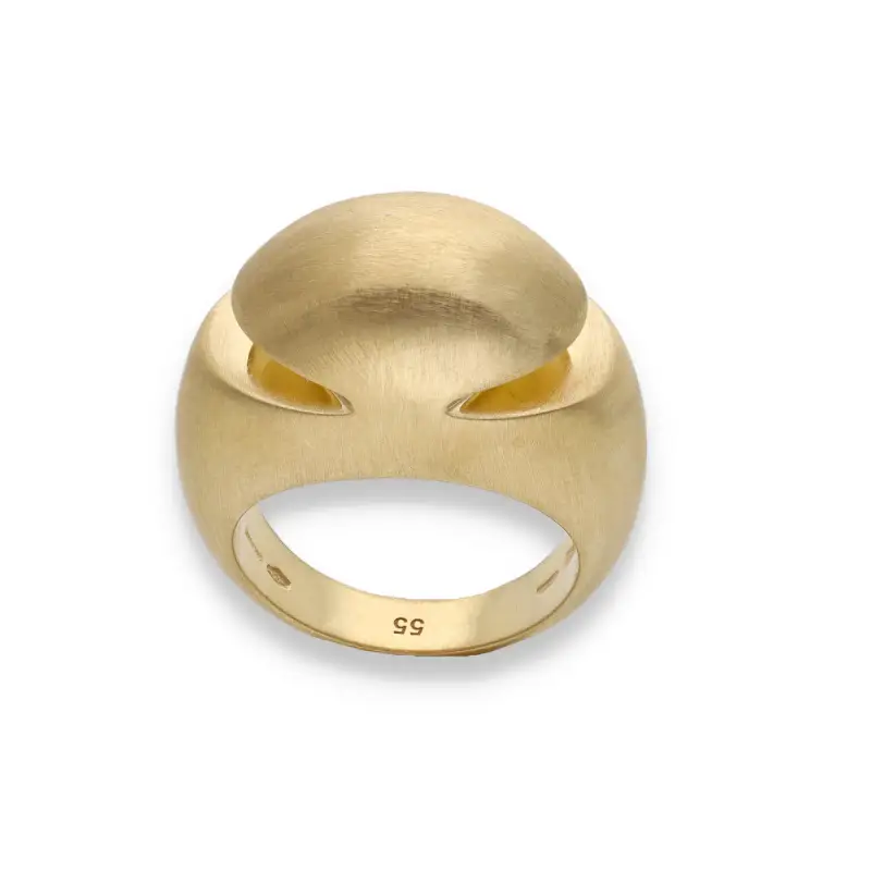 Anello BVLGARI cabochon in oro giallo satinato