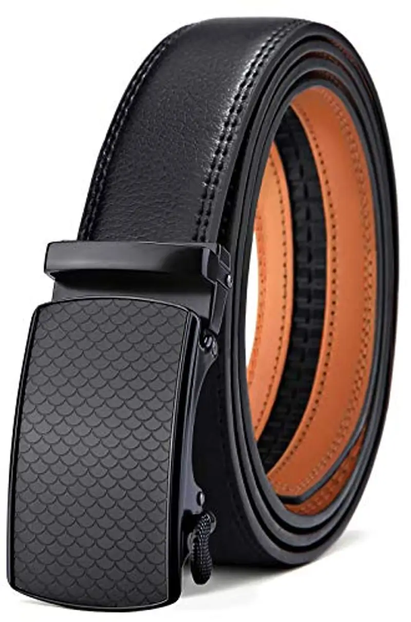 BULLIANT Cintura Uomo, Cintura Pelle Uomo Cricchetto Automatica Fibbia 35mm,Trim Regolabile per Adattars,Nero200,130cm/38-44vita regolabile