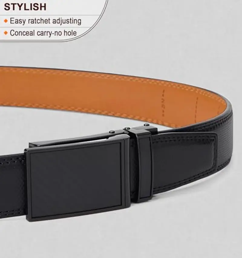 BULLIANT Cintura Uomo, Cintura Pelle Uomo Cricchetto Automatica Fibbia 35mm, Trim Regolabile per Adattars, Nero216, 125cm/36-42vita regolabile miniatura 2