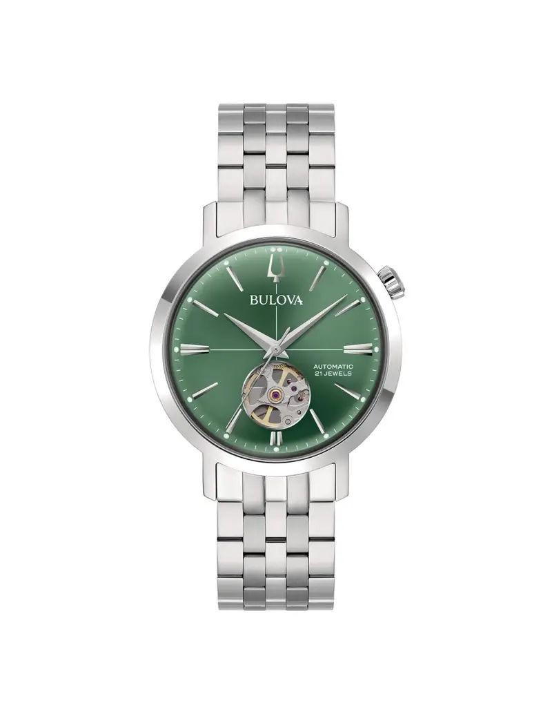 Orologio BULOVA Aerojet Automatic 38 mm 96A319 cinturino in acciaio quadrante verde
