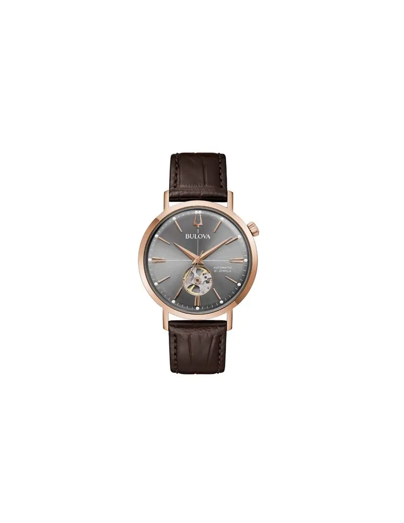 Orologio BULOVA Aerojet Automatic 97A171 cinturino in pelle marrone quadrante antracite