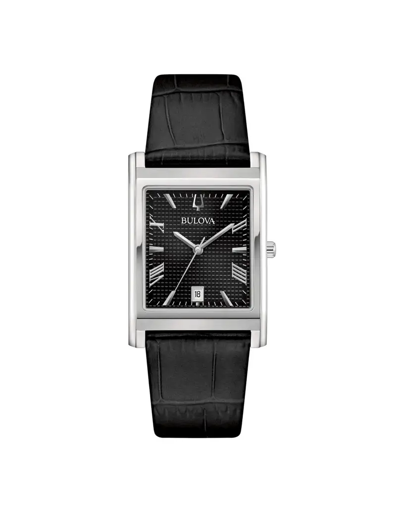 Orologio BULOVA Classic Rectangle 96B445 cinturino in pelle nero quadrante nero