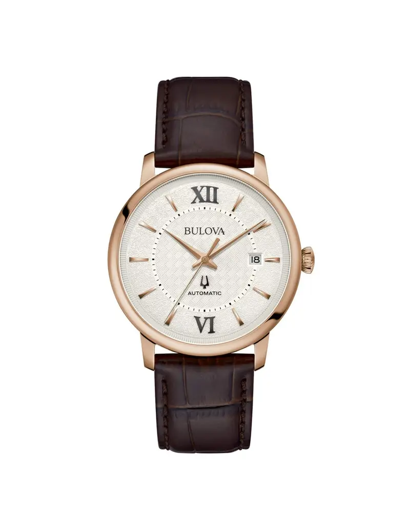 Orologio BULOVA Hudson 97B225 cinturino in pelle marrone quadrante bianco