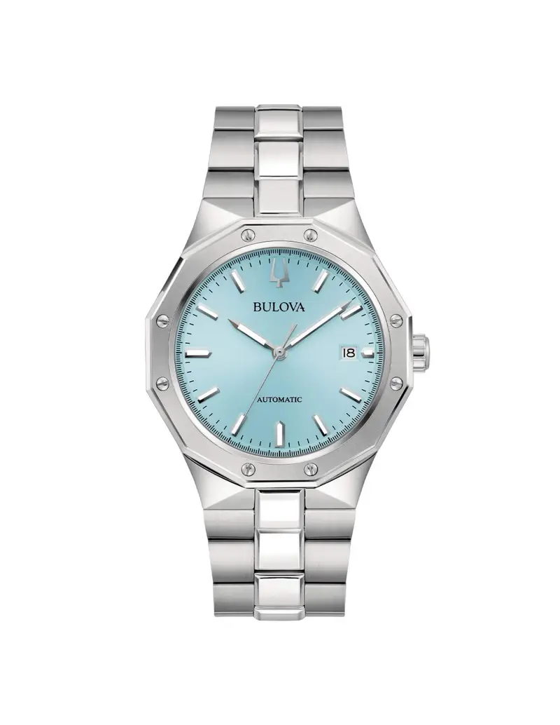 Orologio BULOVA Octagon Automatic 96B462 cinturino in acciaio quadrante Ice Blue