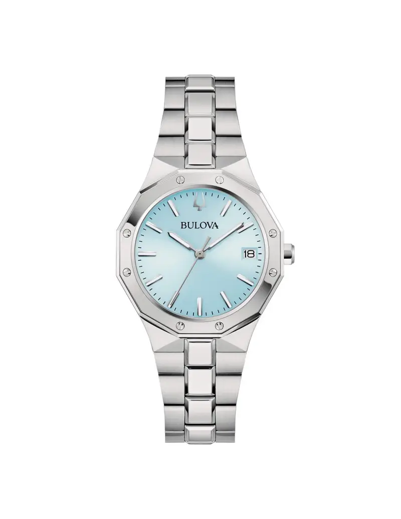 Orologio BULOVA Octagon Lady 96M169 cinturino in acciaio quadrante Ice Blue