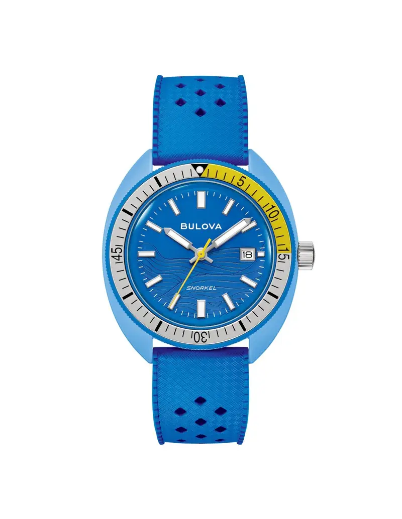 Orologio BULOVA Snorkel 98B445 cinturino in gomma blu cassa Hybrid Ceramic