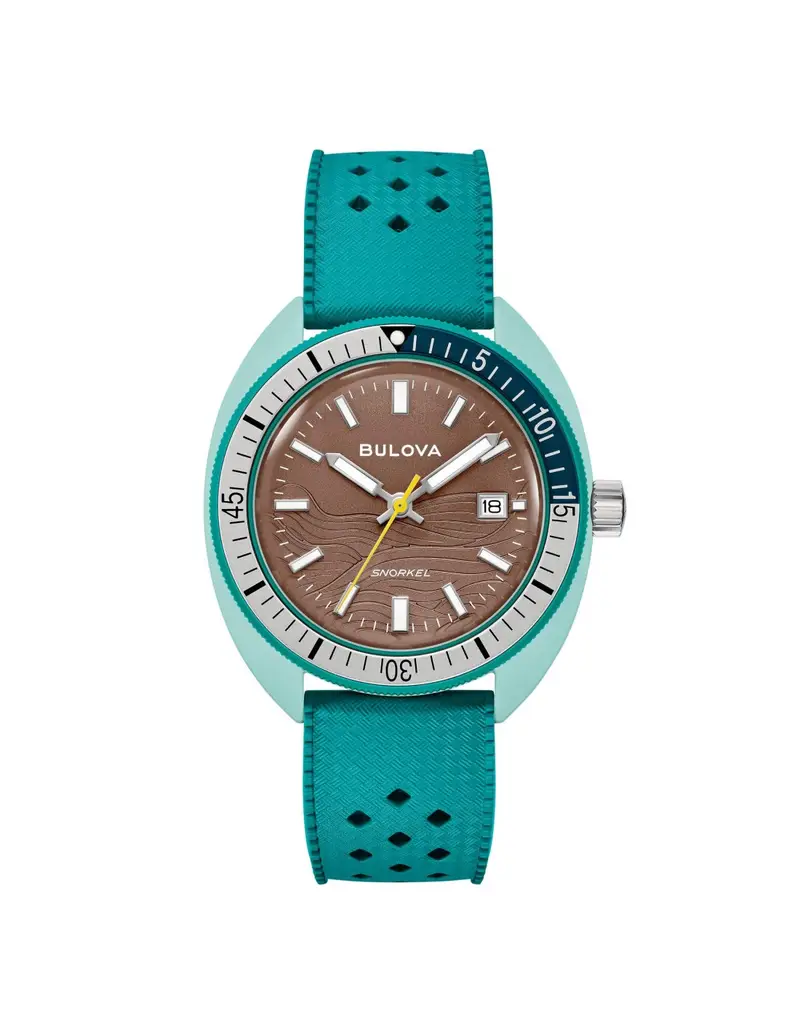 Orologio BULOVA Snorkel 98B446 cinturino in gomma verde cassa Hybrid Ceramic