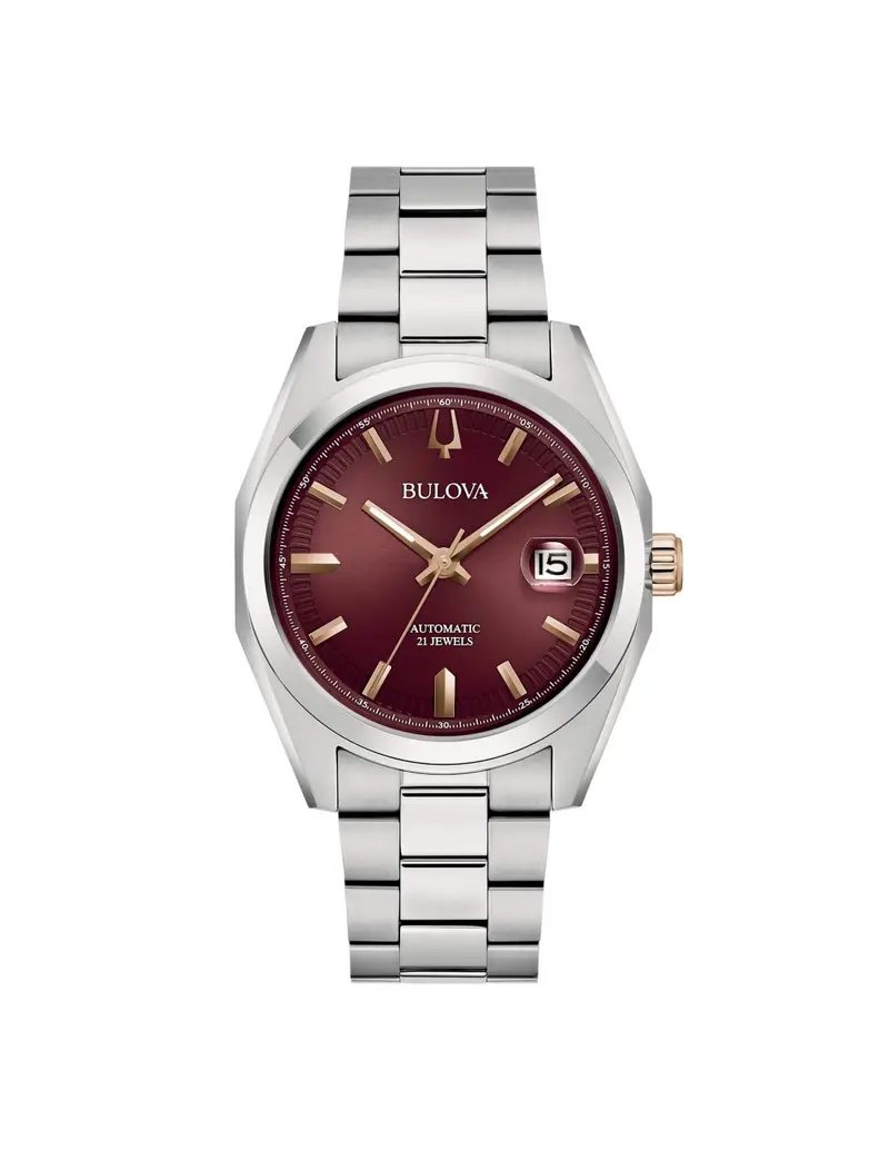 Orologio BULOVA Surveyor Automatic 98B422 cinturino in acciaio quadrante rosso