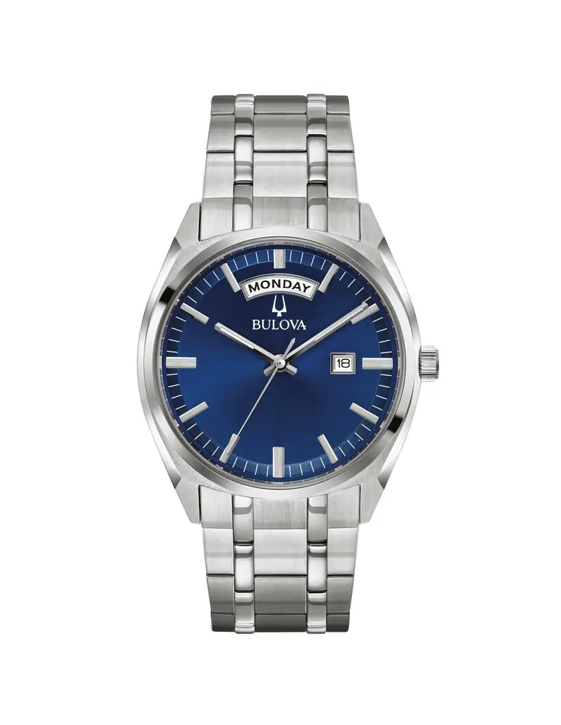 Orologio BULOVA Surveyor Day Date 96C125 cinturino in acciaio quadrante Blue
