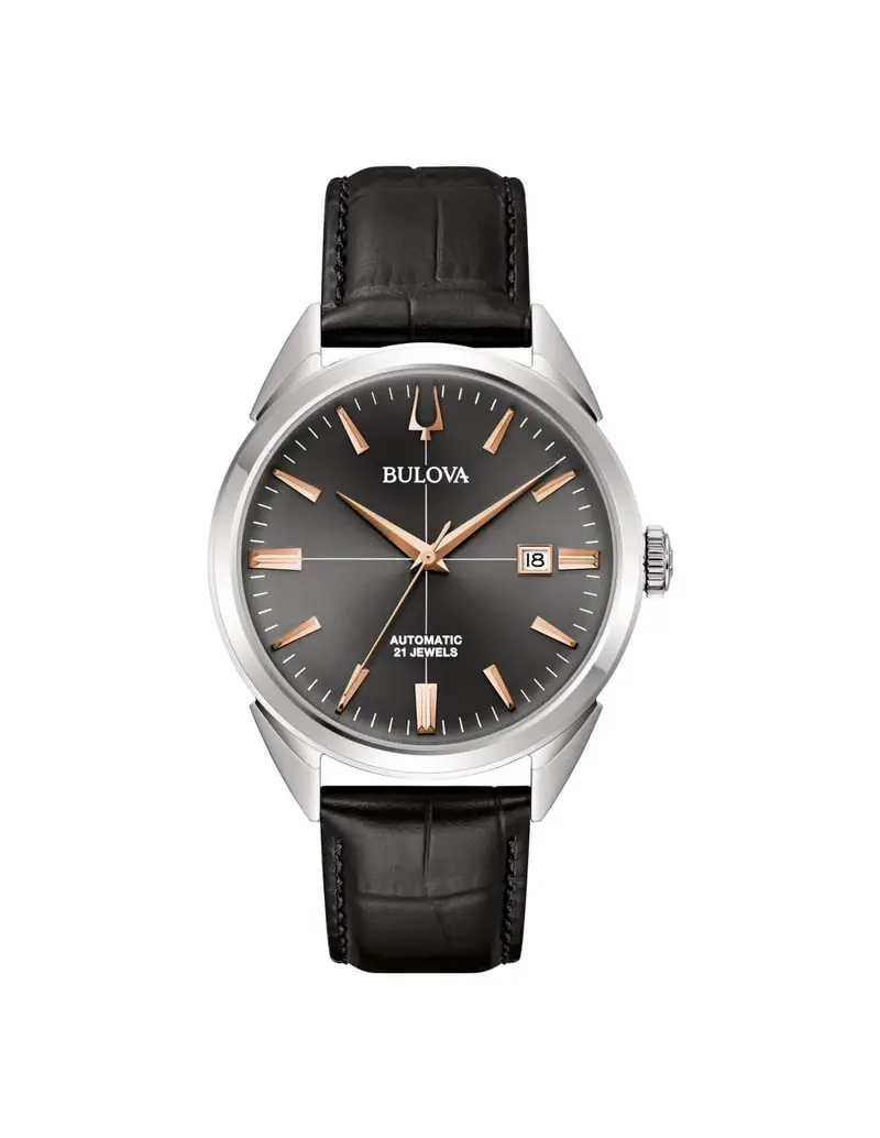 Orologio BULOVA Sutton Automatic 96B422 cinturino in pelle nero quadrante antracite