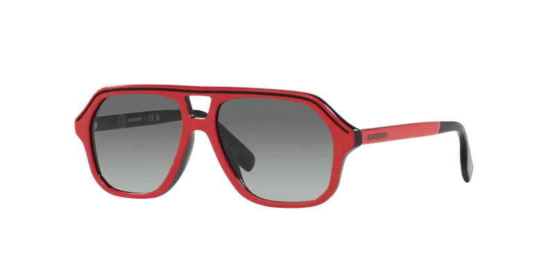 Burberry Bambino JB4340 396311 Occhiali da sole Acetato Rosso Grigio Geometrica Normale Sfumato miniatura 2