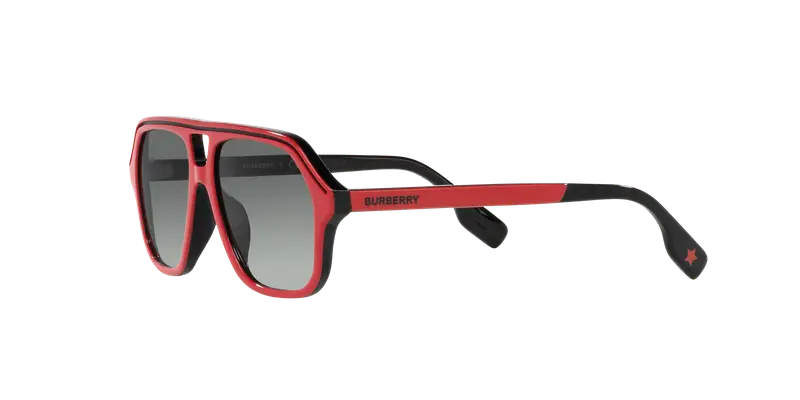 Burberry Bambino JB4340 396311 Occhiali da sole Acetato Rosso Grigio Geometrica Normale Sfumato miniatura 3