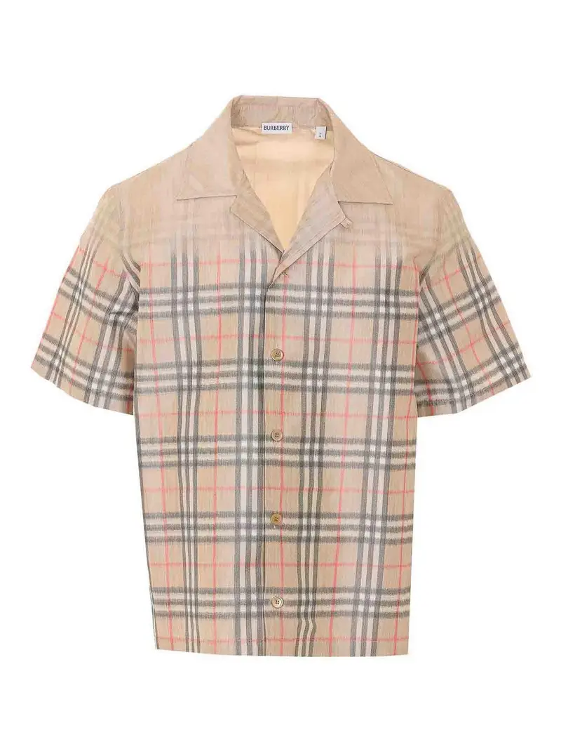 Camicia a quadri beige