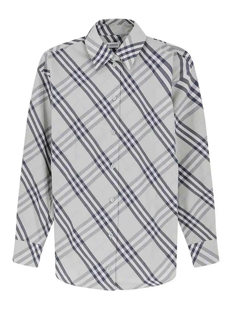 Burberry Camicia Emma In Cotone Con Motivo Check Verde