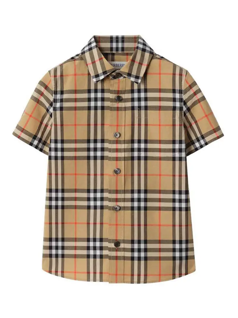 Camicia in cotone a quadri Grigio