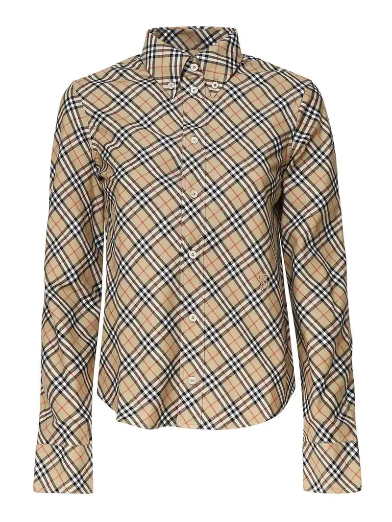 Camicia in cotone a quadri Marrone