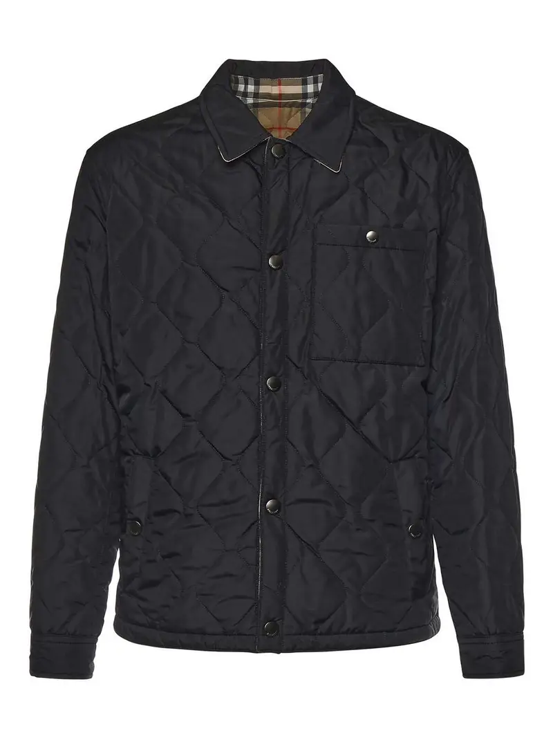 Camicia in nylon trapuntato reversibile Nero