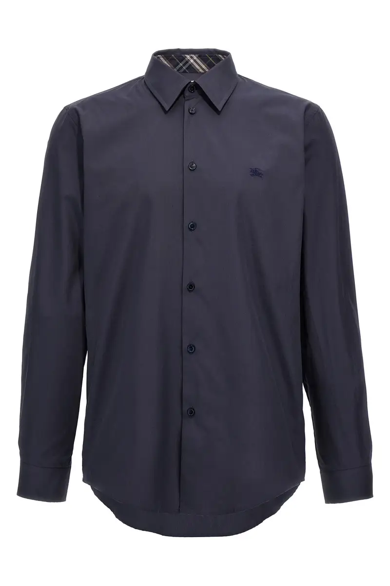 Camicia Ricamo Logo Blu
