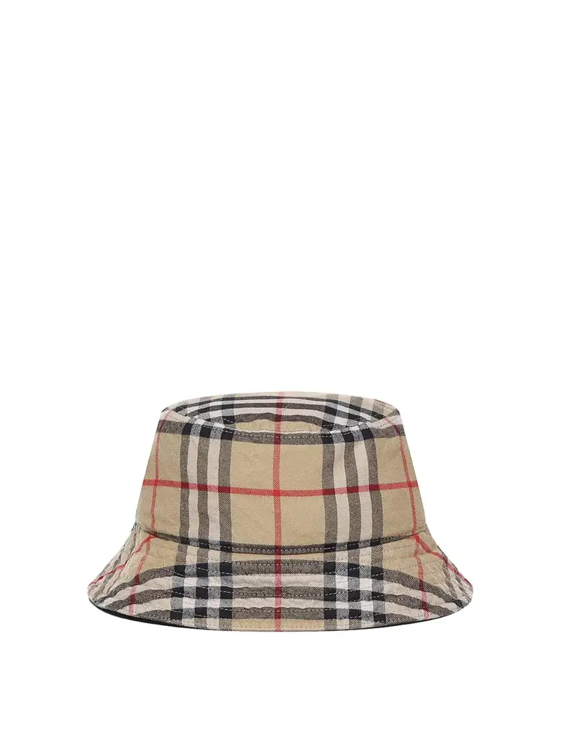 Cappello bucket con motivo Vintage check Nero