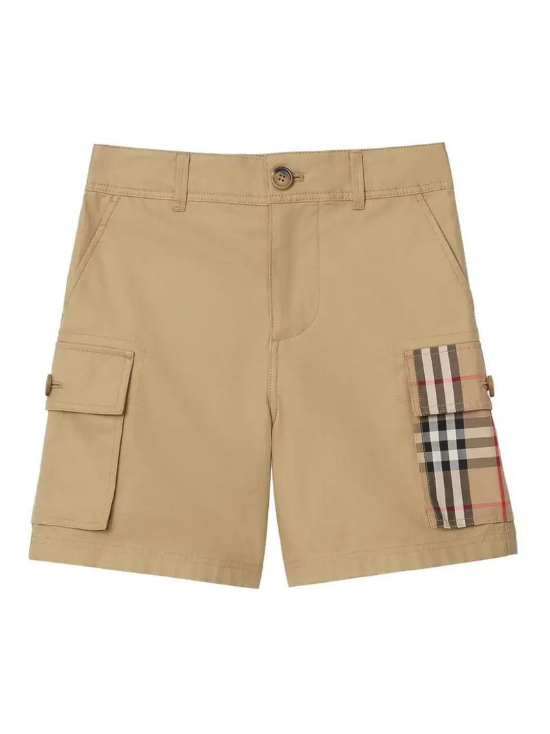 Cargo Corti A Quadri Beige