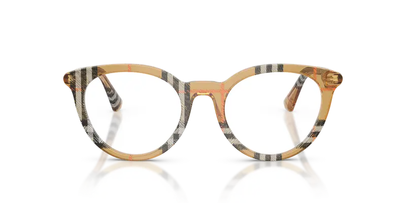 Burberry Donna BE2429 4163 Montature da vista Acetato Marrone Trasparente Rotonda Normale miniatura 2