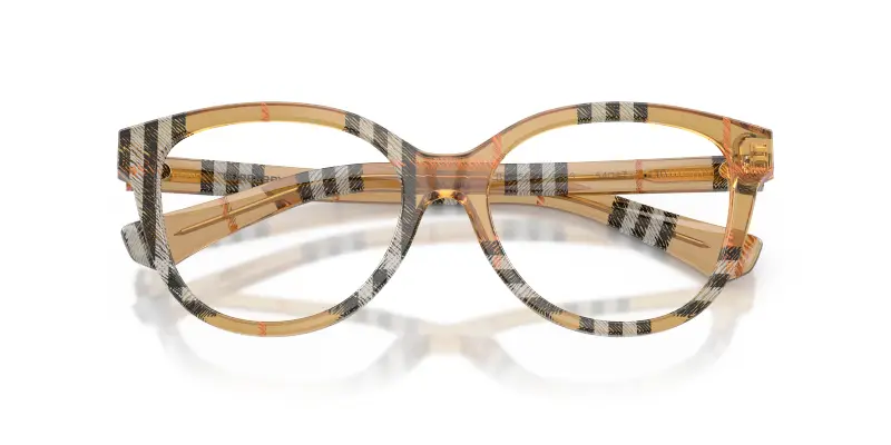Donna Burberry BE2456 4163 Montature da vista Acetato Marrone Trasparente Cat Eye Normale miniatura 2
