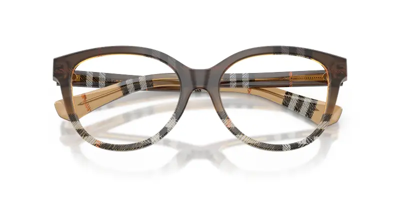 Donna Burberry BE2456 4202 Montature da vista Acetato Marrone Trasparente Cat Eye Normale miniatura 2