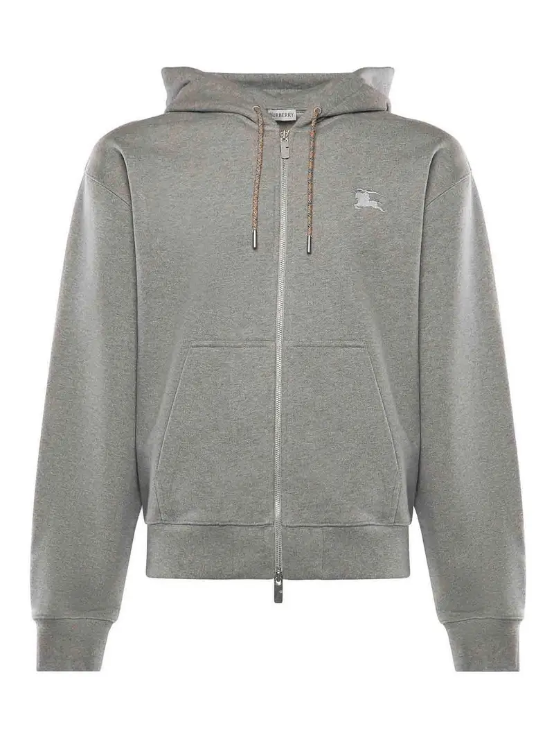 Felpa In Cotone Con Logo Grigio