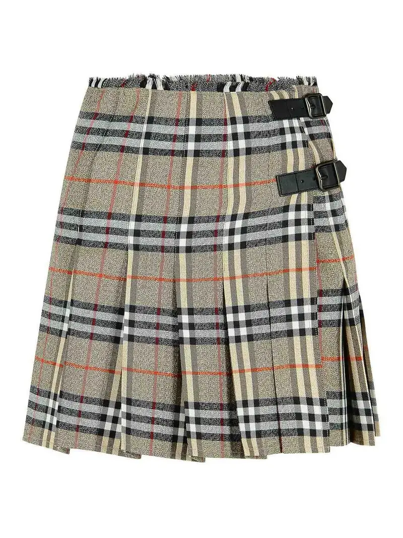 Mini kilt di lana grigia Grigio