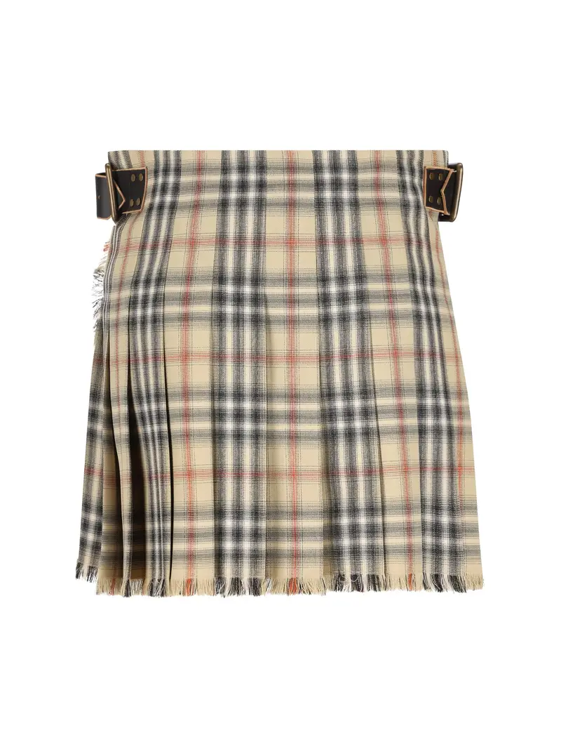 Mini Kilt In Lana Check BEIGE miniatura 2