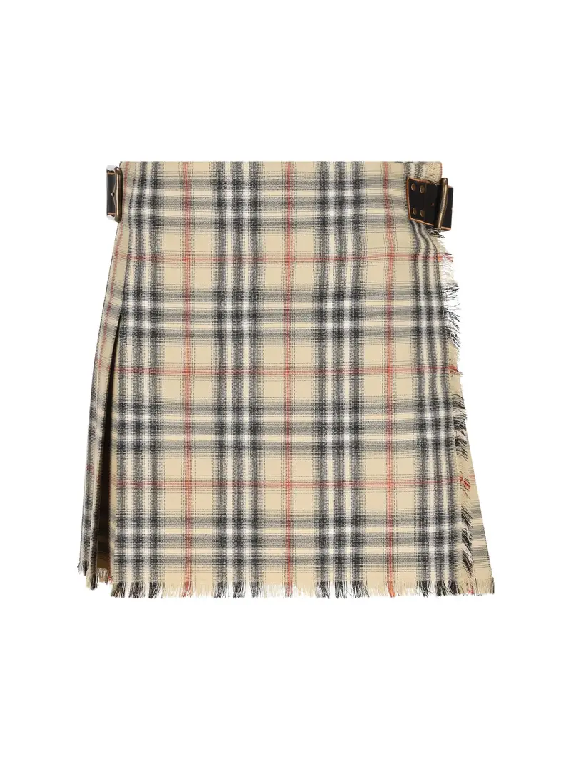 Mini Kilt In Lana Check BEIGE