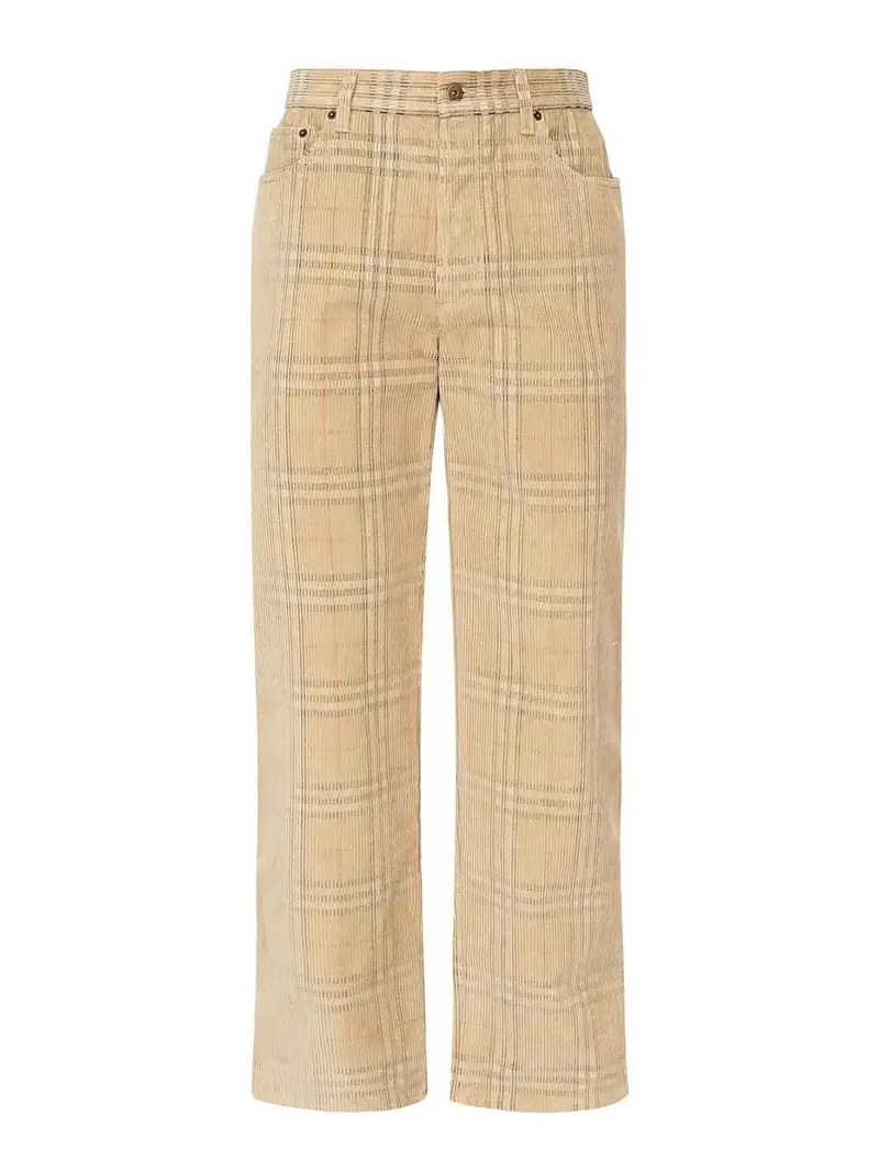 Pantaloni in cotone a quadri Beige